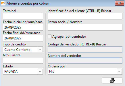 Abonos cuentas por cobrar