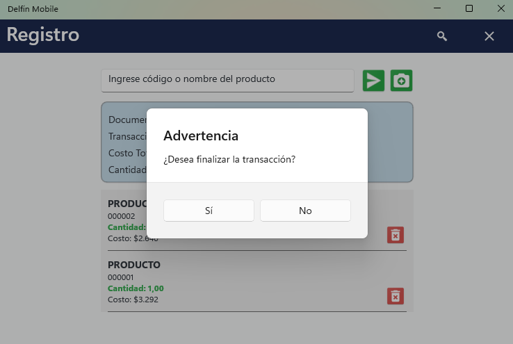Guardar transacción