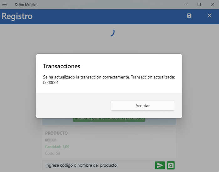 Guardar transacción