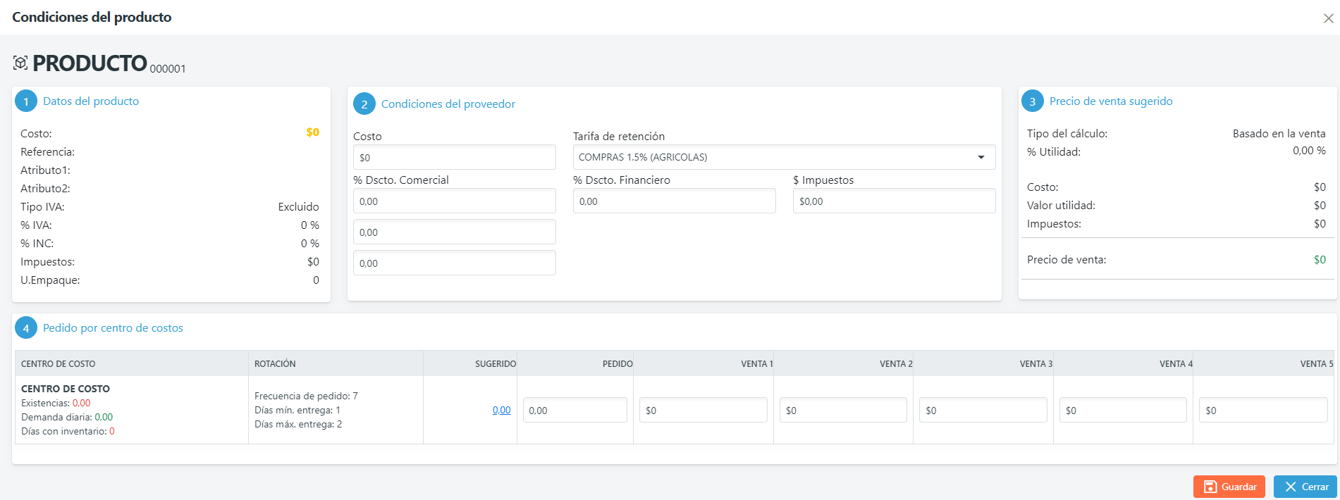 Condiciones del pedido