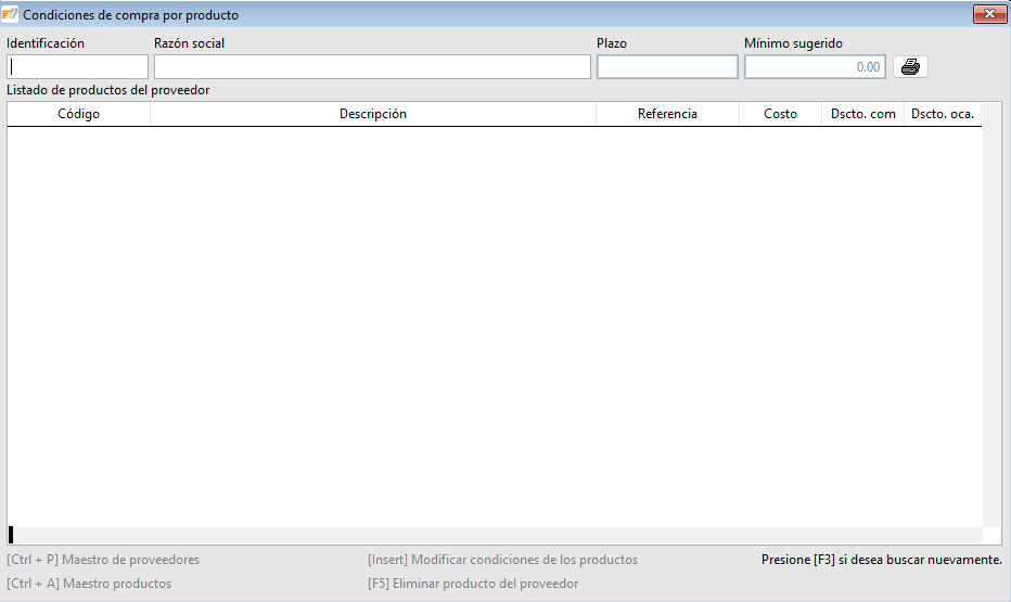 Condiciones de compra por producto
