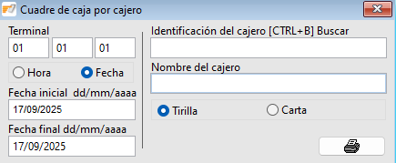 Cuadre de caja por cajero
