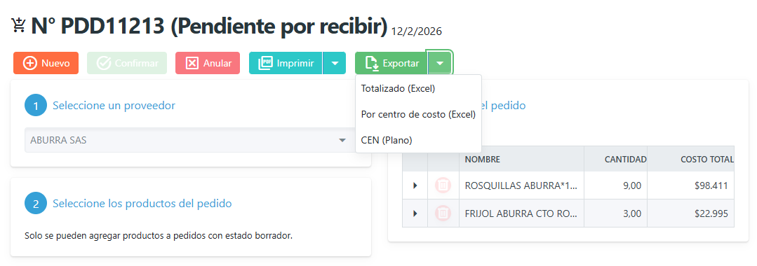 Importar pedido