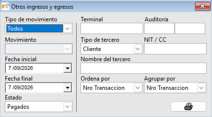 Otros ingresos y egresos