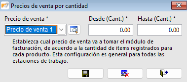 Precios de venta por cantidad