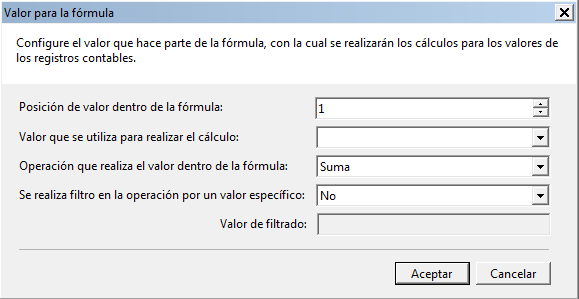 Valor de la fórmula